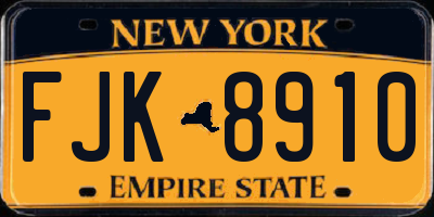 NY license plate FJK8910