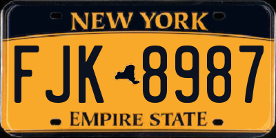 NY license plate FJK8987