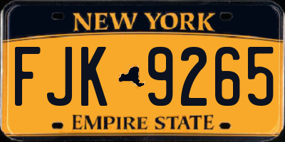 NY license plate FJK9265