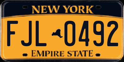 NY license plate FJL0492