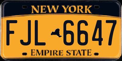 NY license plate FJL6647
