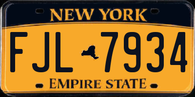 NY license plate FJL7934