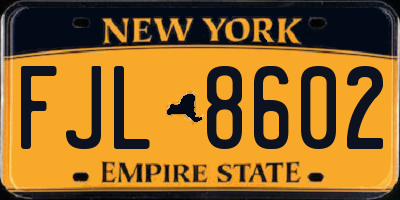NY license plate FJL8602