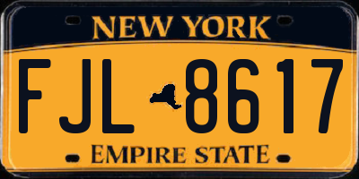 NY license plate FJL8617