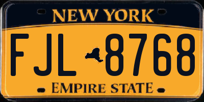 NY license plate FJL8768