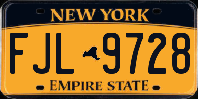 NY license plate FJL9728