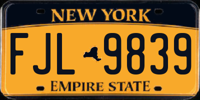 NY license plate FJL9839