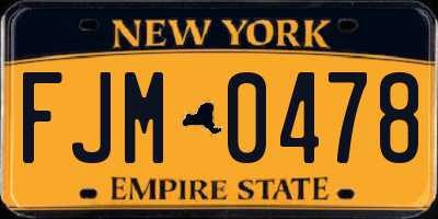 NY license plate FJM0478