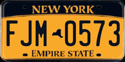 NY license plate FJM0573