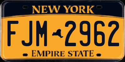 NY license plate FJM2962