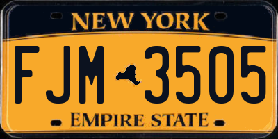 NY license plate FJM3505
