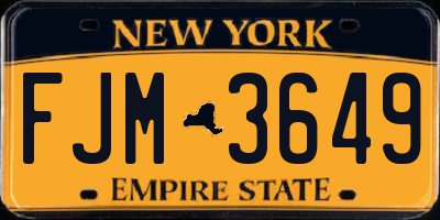 NY license plate FJM3649