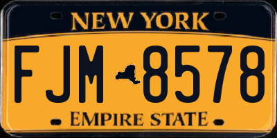 NY license plate FJM8578