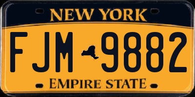 NY license plate FJM9882