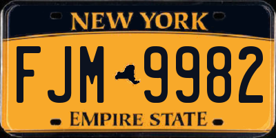 NY license plate FJM9982