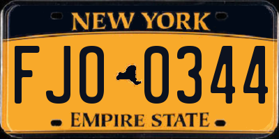 NY license plate FJO0344
