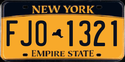 NY license plate FJO1321