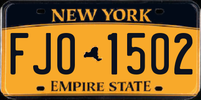 NY license plate FJO1502