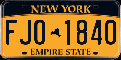 NY license plate FJO1840