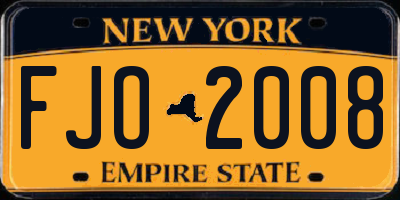 NY license plate FJO2008