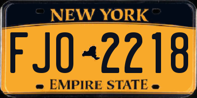 NY license plate FJO2218