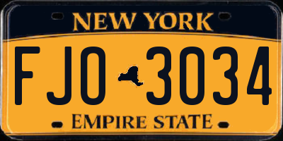 NY license plate FJO3034