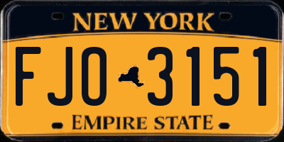 NY license plate FJO3151