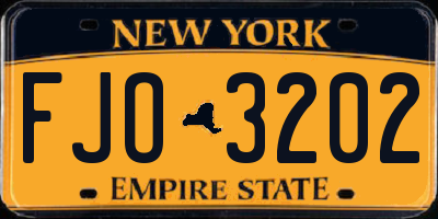 NY license plate FJO3202