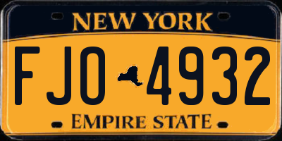 NY license plate FJO4932