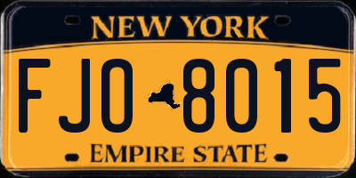 NY license plate FJO8015