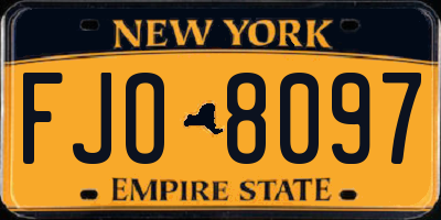 NY license plate FJO8097