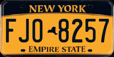 NY license plate FJO8257