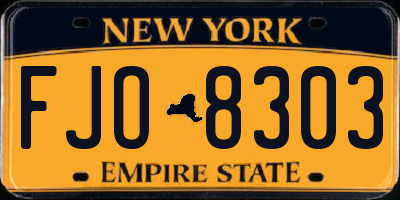 NY license plate FJO8303