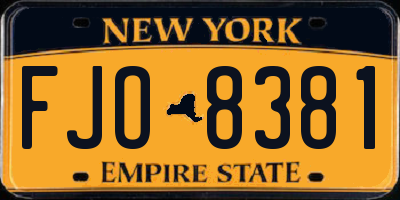 NY license plate FJO8381