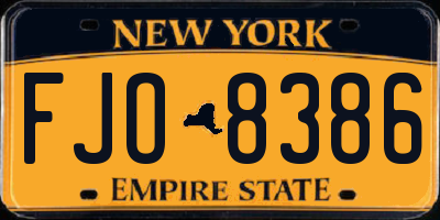 NY license plate FJO8386
