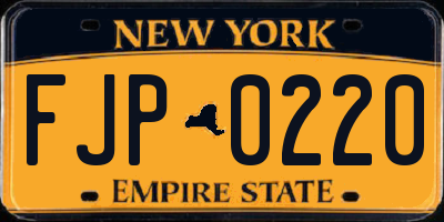 NY license plate FJP0220
