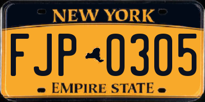 NY license plate FJP0305