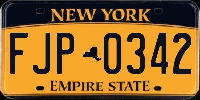NY license plate FJP0342