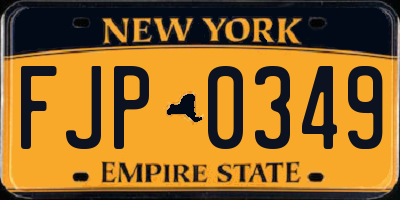 NY license plate FJP0349