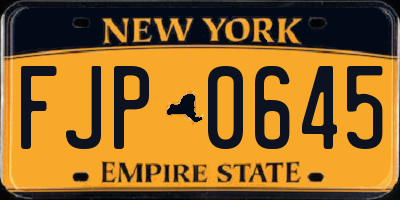 NY license plate FJP0645