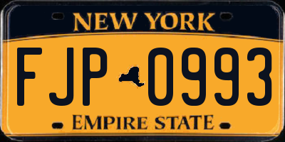 NY license plate FJP0993