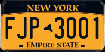 NY license plate FJP3001