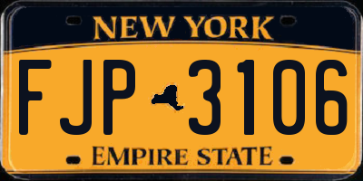 NY license plate FJP3106