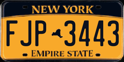 NY license plate FJP3443