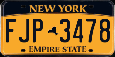NY license plate FJP3478