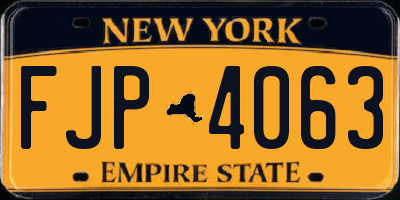 NY license plate FJP4063