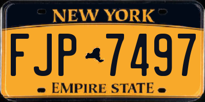 NY license plate FJP7497