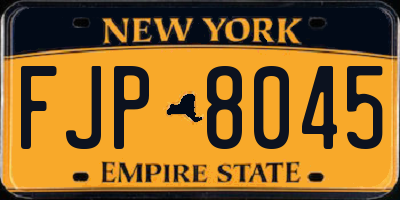 NY license plate FJP8045