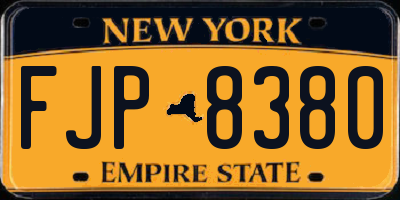 NY license plate FJP8380