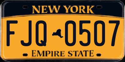 NY license plate FJQ0507